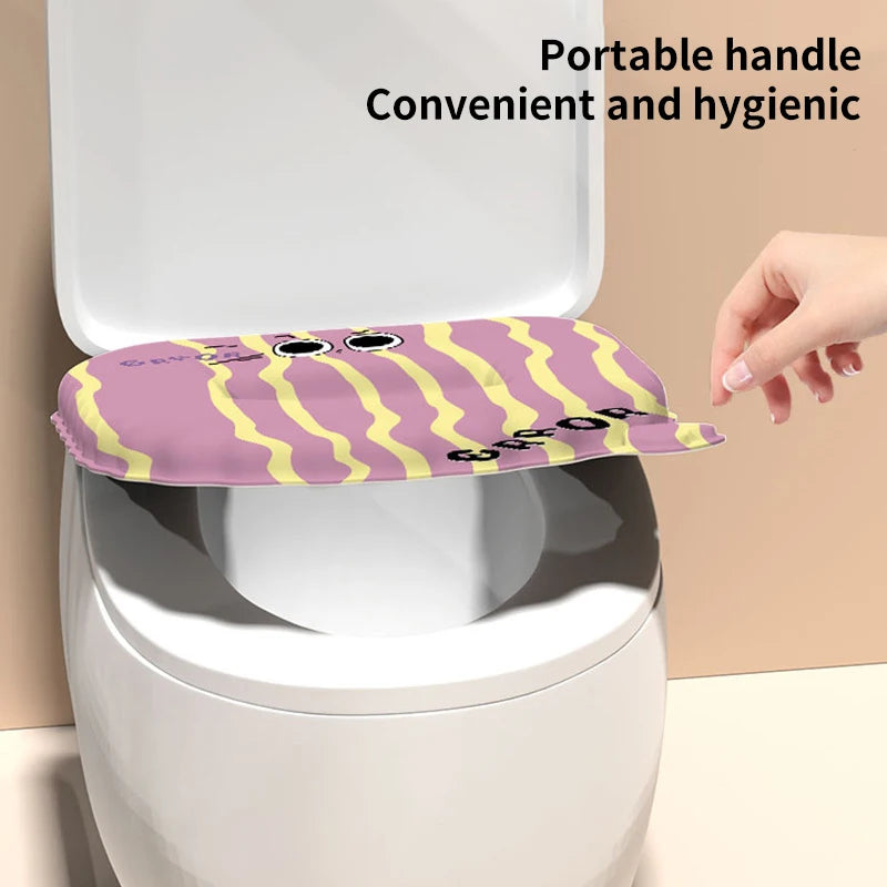 2pcs Waterproof Sticky Toilet Seat Cover - Soft Handle, All-Season Universal for Home