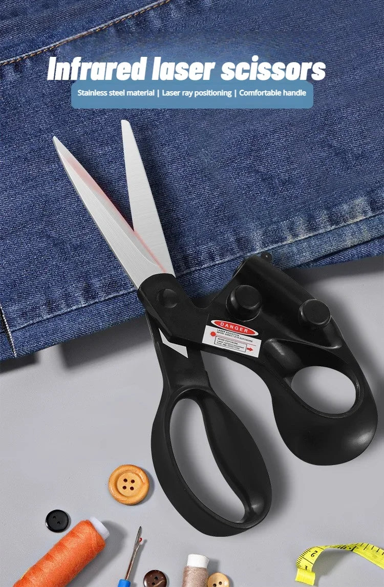 2026 Sewing Laser Guided Scissors DIY Positioning Fabric Sewing Cut for Home Crafts Wrapping Gifts Straight Fast Scissor Shear