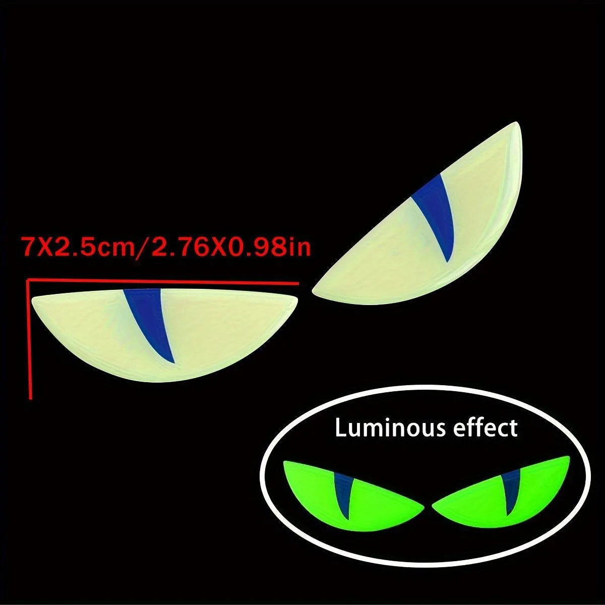 Luminous Devil Eye Sticker Pair Car Motorcycle Electric Vehicle Reflective Decal Drip Glue Waterproof Styling Night Glow