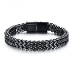Stainless Steel Braided Double Row Metal Bracelet with Magnetic Clasp Men's Personalized Hip Hop Rock Party Punk Jewelry