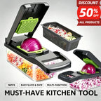 16PCS Vegetable Chopper Set Multi‑Function Kitchen Slicer Dicer Shredder Handle Food Grater for Potato Onion Vegetable Cutting