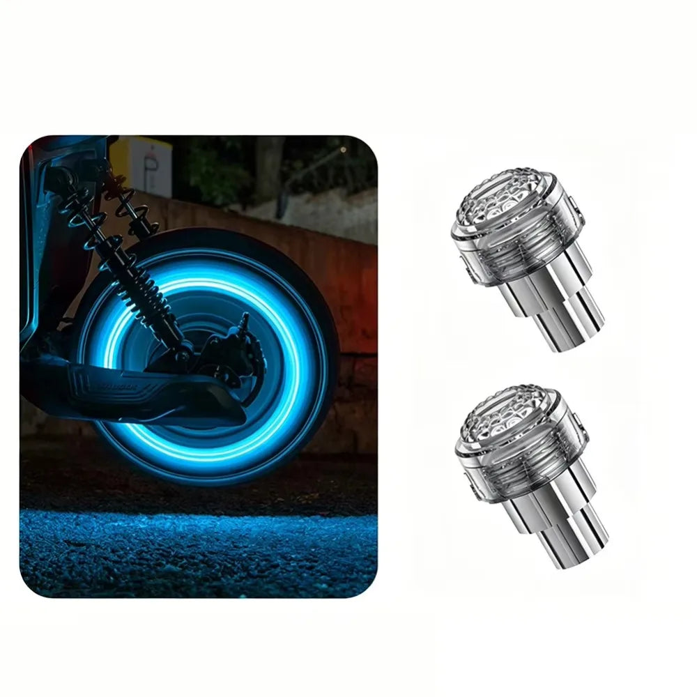 Motorcycle Tire Valve Light Rim Strobe Warning Wheel Lamp Flashing Vibration Activated Waterproof Decorative for Car E-Scooter
