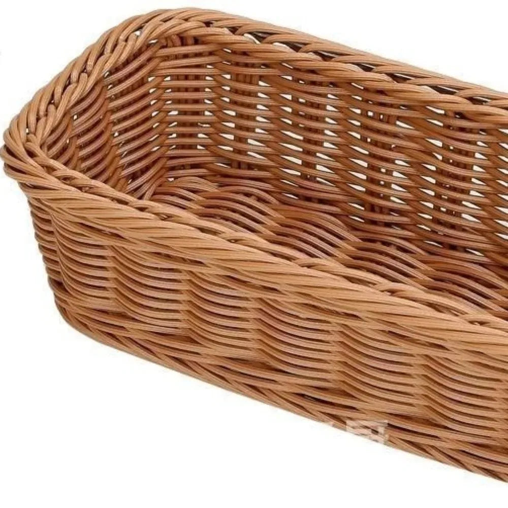 Rectangular Imitation Rattan Storage Basket Household Portable Tableware Storage Container Universal Save Space Faux Wicker Tray
