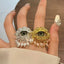 Vintage Devil's Eye Ring Tassels Delicate Glaze Ring Niche Exaggerated Trendy Opening Finger Ring Aesthetic Valentine's Day Gift