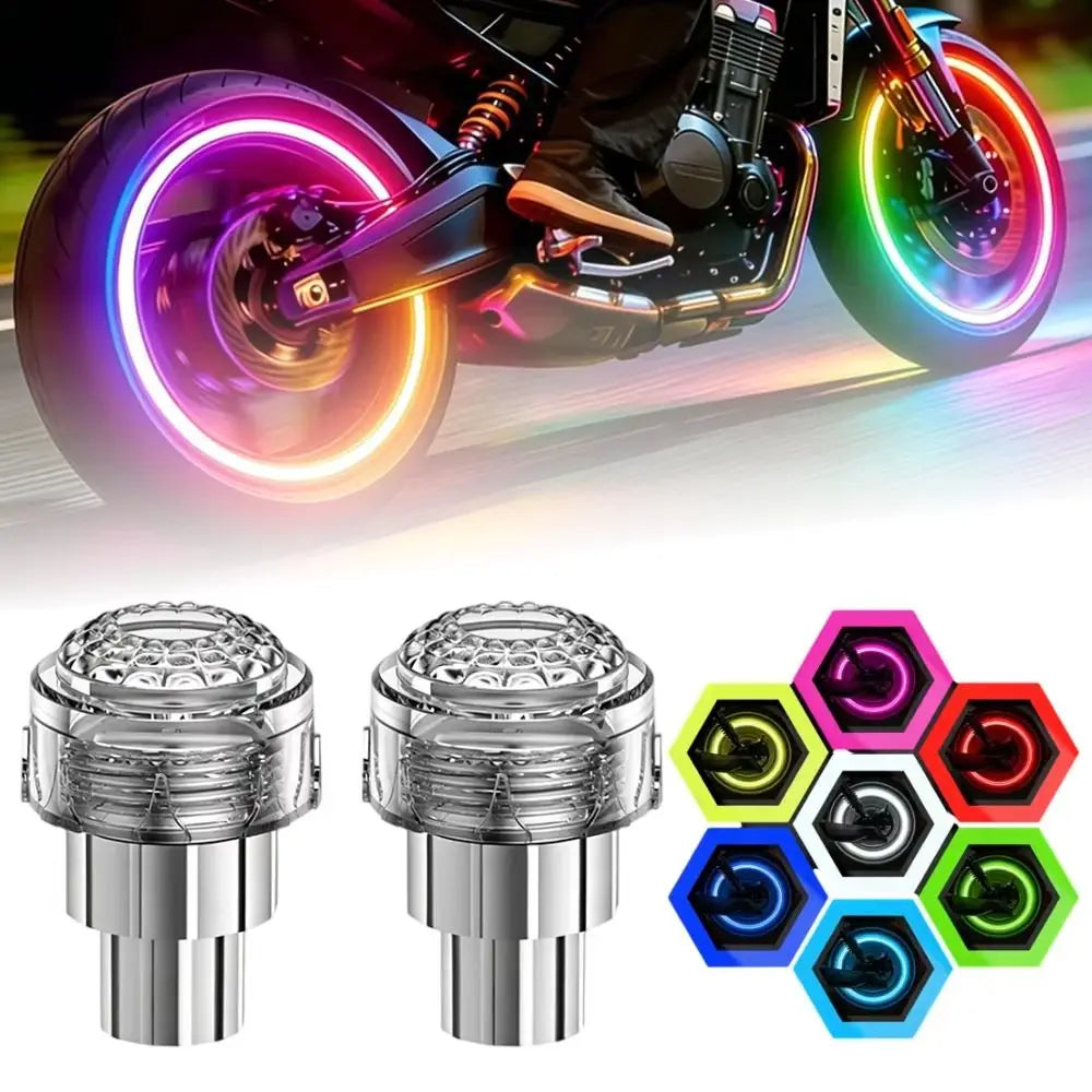 Motorcycle Tire Valve Light Rim Strobe Warning Wheel Lamp Flashing Vibration Activated Waterproof Decorative for Car E-Scooter