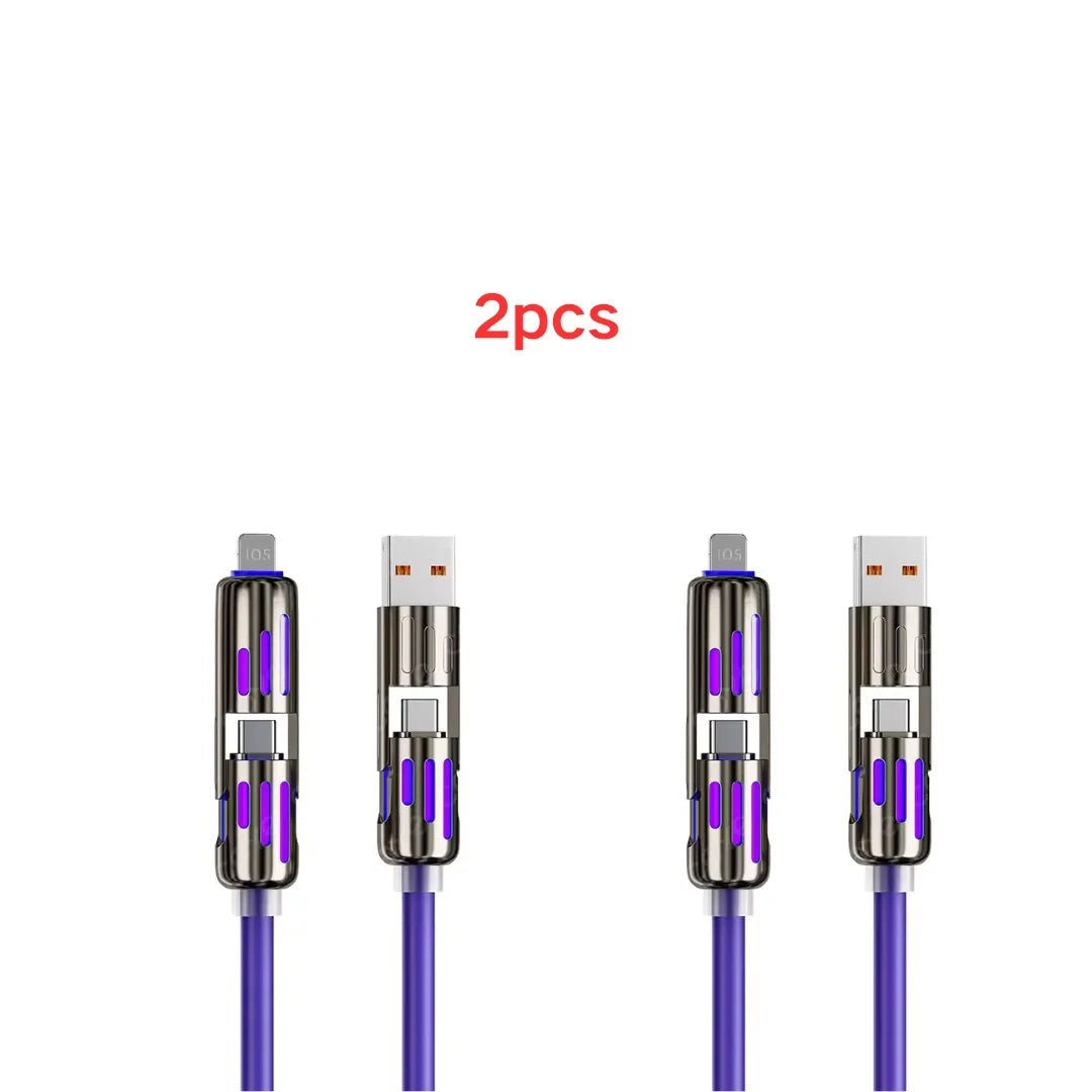 USB、Type C, lightning-Max 240W Fast Charging and Data Sync MFISH 4-in-1 Multi-Function USB Charging Cable for 16/15, iPad