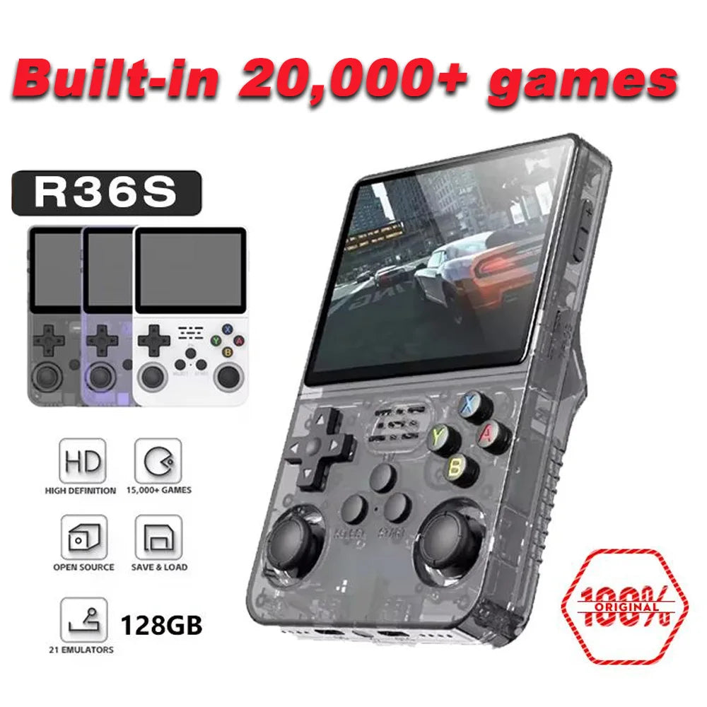 R36S Linux Open Source Retro Handheld Game Console 3.5 Inch 640*480 IPS Screen Plug and Play Built-in 15000+ Classic Games No