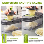 16PCS Vegetable Chopper Set Multi‑Function Kitchen Slicer Dicer Shredder Handle Food Grater for Potato Onion Vegetable Cutting