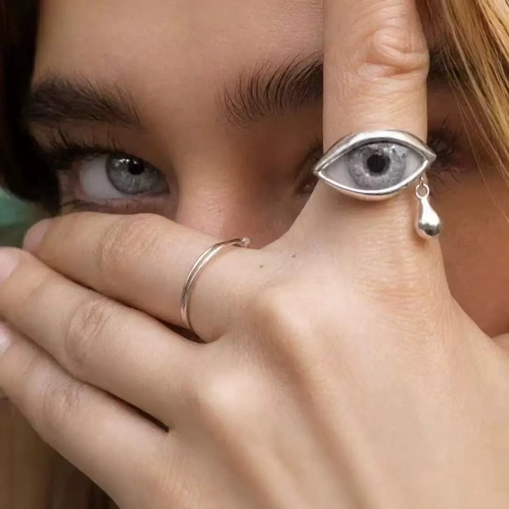 Vintage Gothic Fashion Hip Hop Devil's Eye Punk Exaggerated Chic Ring Men's Personalized Creative Trend Jewelry Halloween Gifts
