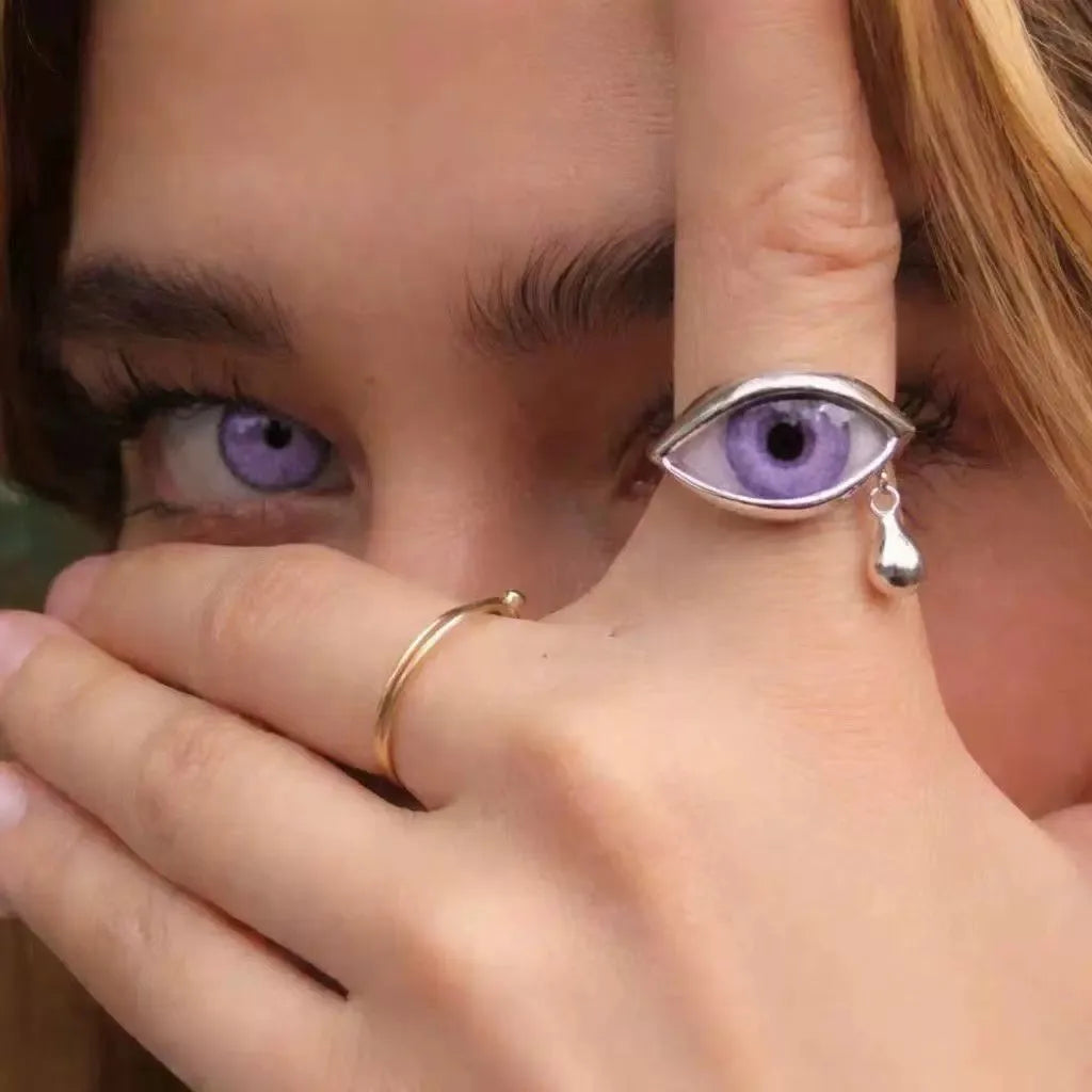 Vintage Gothic Fashion Hip Hop Devil's Eye Punk Exaggerated Chic Ring Men's Personalized Creative Trend Jewelry Halloween Gifts