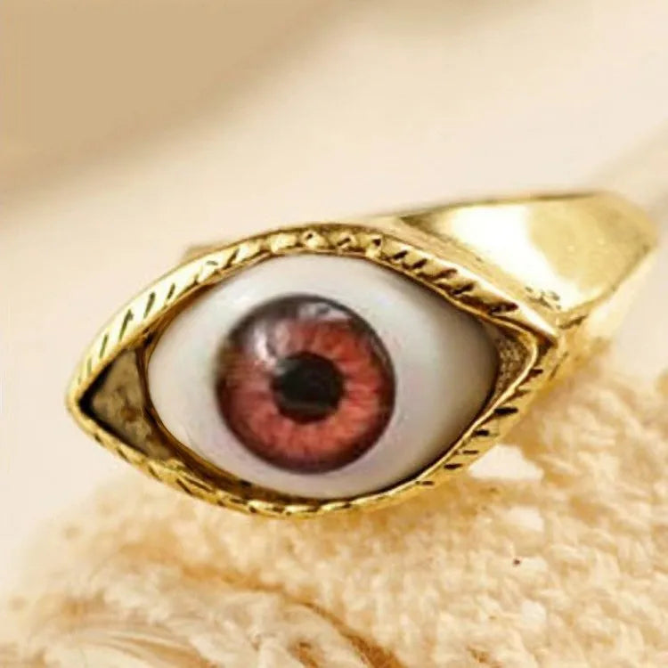 Vintage Gothic Fashion Hip Hop Devil's Eye Punk Exaggerated Chic Ring Men's Personalized Creative Trend Jewelry Halloween Gifts
