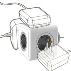 MASSFA Multi EU Power Strip Electrical Plug Cube Multiple Extension Socket with 5 AC Outlets 3680W Adapter for Home Office