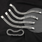 Stainless Steel Braided Double Row Metal Bracelet with Magnetic Clasp Men's Personalized Hip Hop Rock Party Punk Jewelry