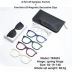 JAEVAR New Retro Floral Cat Eye Magnetic Suction Set Glasses Frame With Five Pairs Of Flat Light Glasses Frame 9001-9007