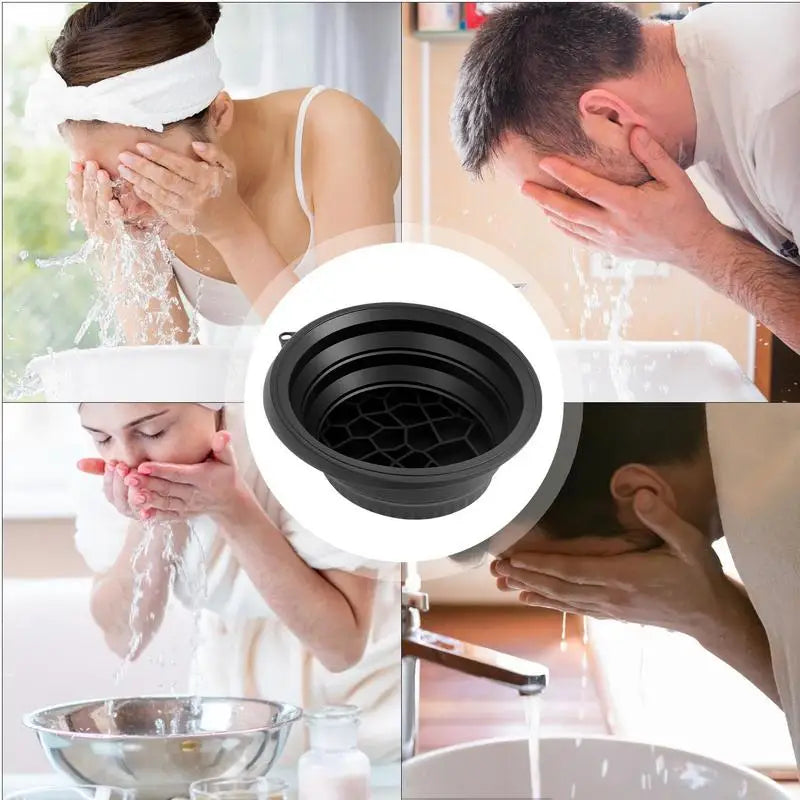 Face Ice Bath Bowl Camping Wash Basin Silicone Reusable Foldable Cooling Washing Basin With Build In Cube Tray For Facial Roller