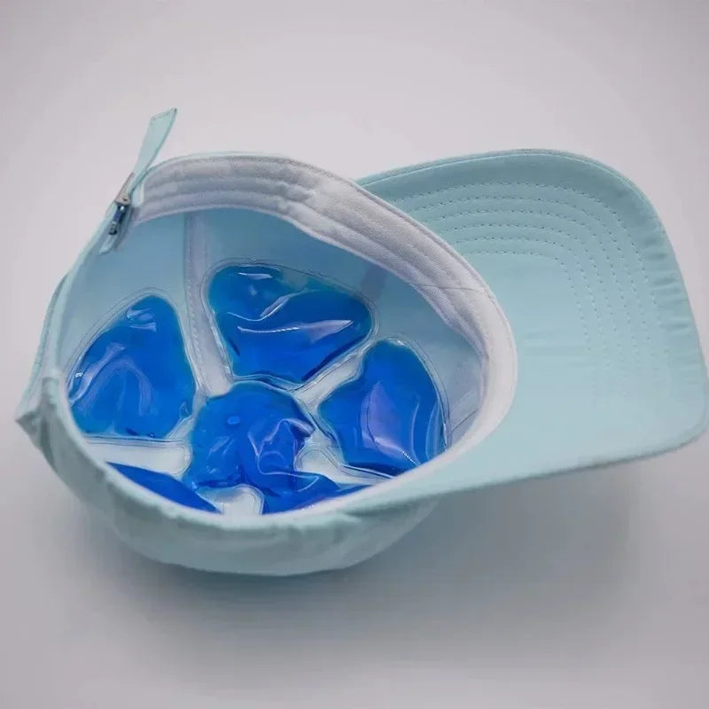 Blue PVC Gel Ice Pack - Adjustable Cooling Pad for Helmets & Hats | Reusable Cold Compress Travel Portable Outdoor Accessory
