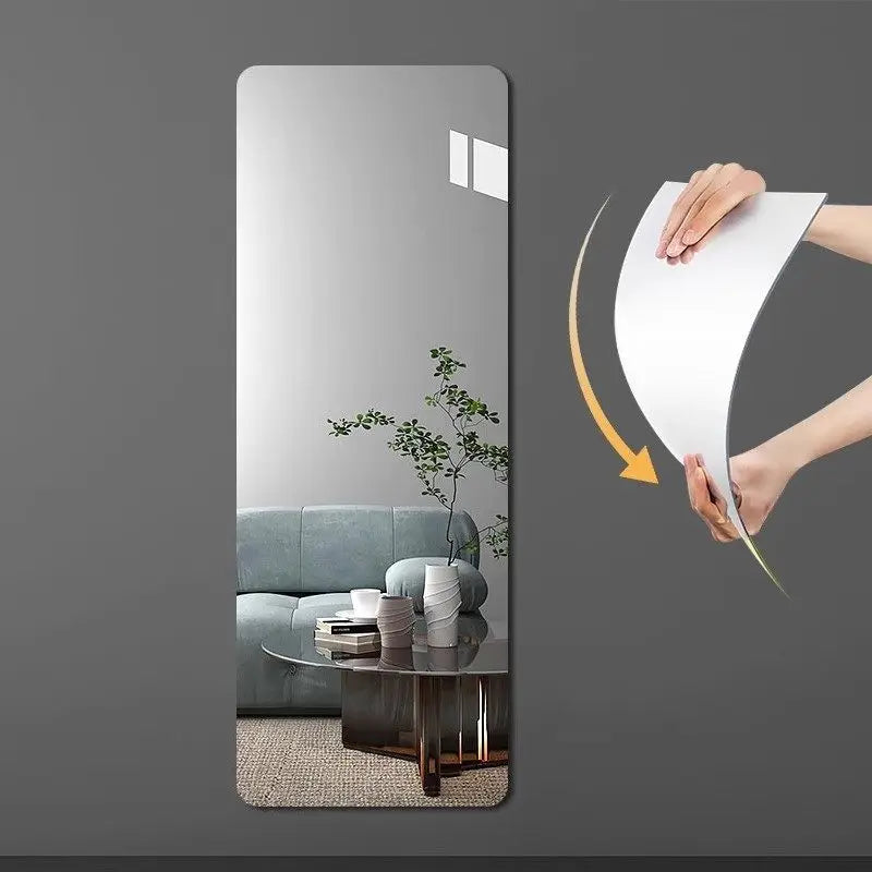 Self-Adhesive Acrylic Full Length Mirror, Wall Mounted Dressing Glass for Entryway, High Definition Stick On Door Mirror उप चित्र
