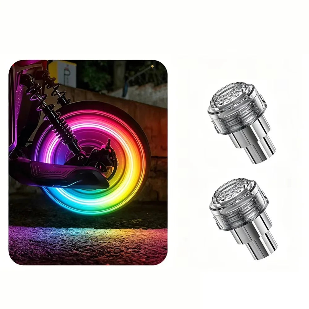 Motorcycle Tire Valve Light Rim Strobe Warning Wheel Lamp Flashing Vibration Activated Waterproof Decorative for Car E-Scooter