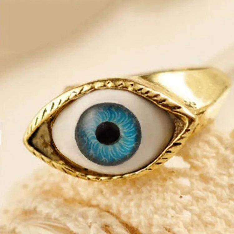 Vintage Gothic Fashion Hip Hop Devil's Eye Punk Exaggerated Chic Ring Men's Personalized Creative Trend Jewelry Halloween Gifts