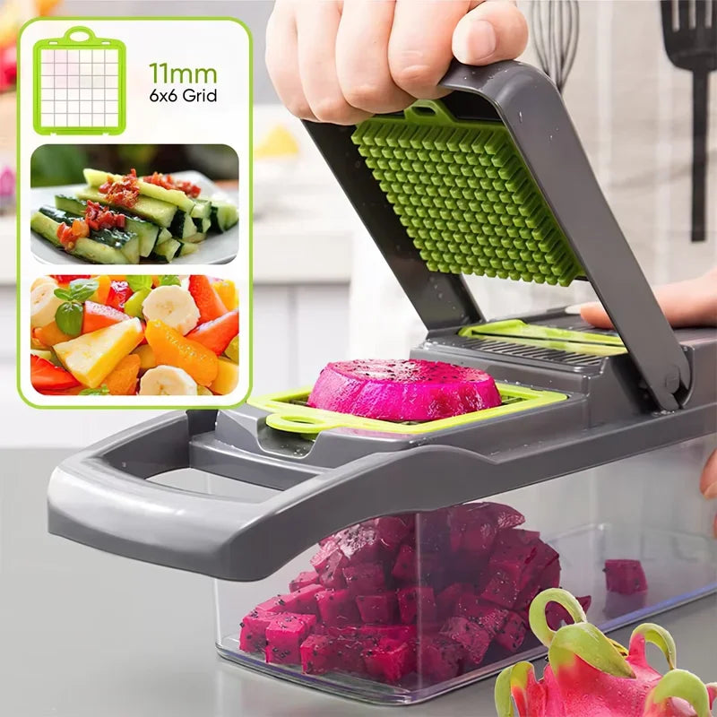 16PCS Vegetable Chopper Set Multi‑Function Kitchen Slicer Dicer Shredder Handle Food Grater for Potato Onion Vegetable Cutting