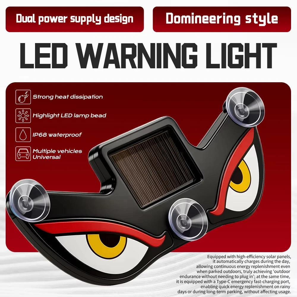 Solar Demon's Eye Car Lights Dynamic Expression Led Light Ambience Lamp Decoration Rechargeable Warning Lamps with Suction Cups मुख्य तस्बिर