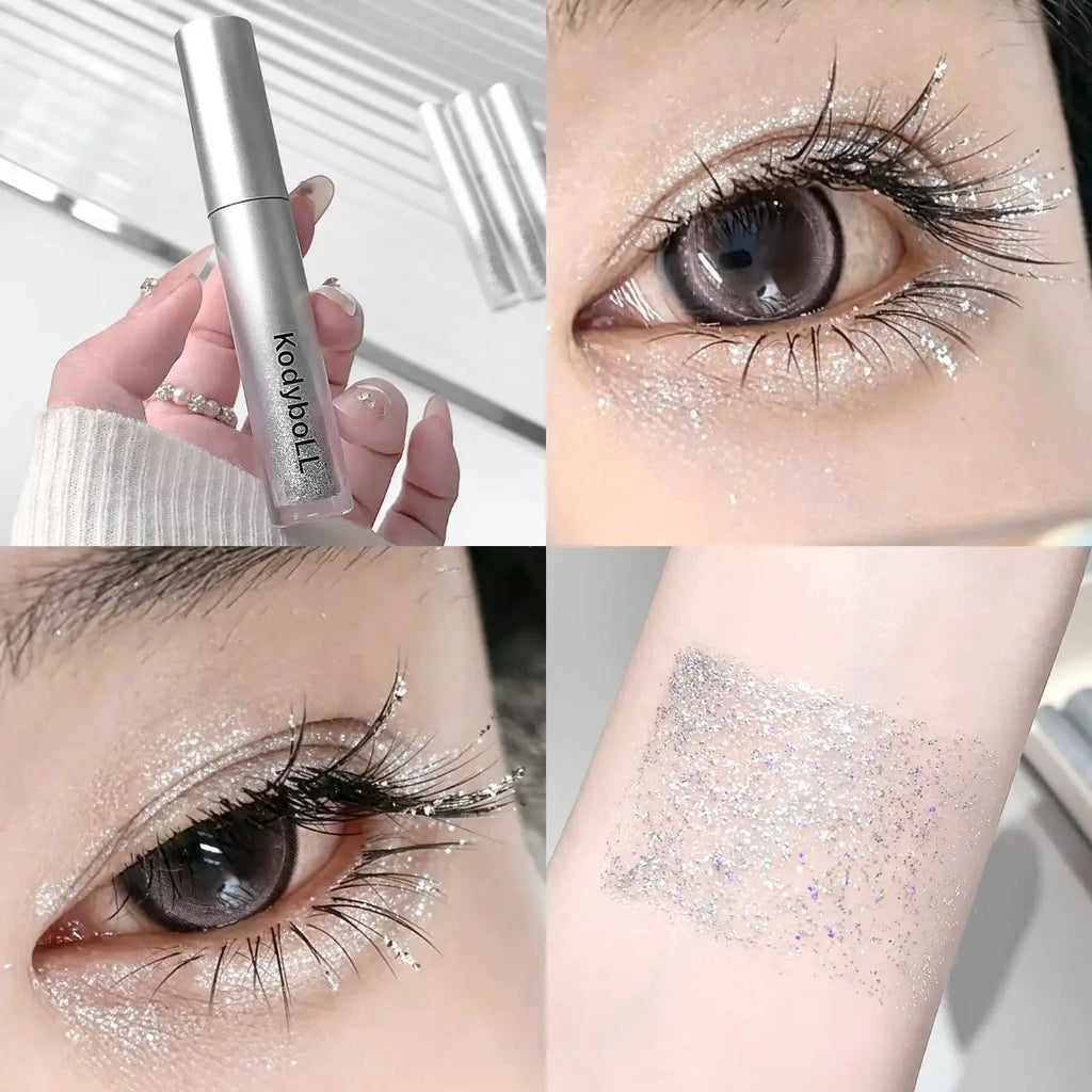 1 Pcs Diamond Silvery Glitter Mascara Long Lasting Sparkling Waterproof Beauty Eyelashes Extension Quick Dry Shimmer Eye Makeup