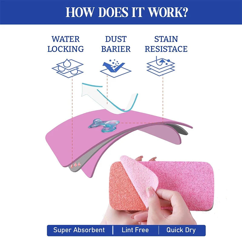 12-Layer Peelable Cleaning Sponge Reusable Microfiber Dish Cloth Highly Absorbent Kitchen Scrub Rag Multi-Purpose Cleaning Pad