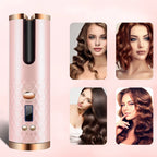 Cordless Curling Iron, USB Rechargeable, Ceramic Automatic Rotating Hair Curler with 6 Temps, Portable Hair Dryer Styler,Timers