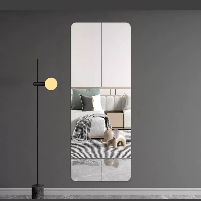 Self-Adhesive Acrylic Full Length Mirror, Wall Mounted Dressing Glass for Entryway, High Definition Stick On Door Mirror