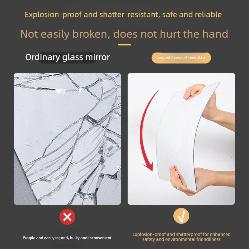 Self-Adhesive Acrylic Full Length Mirror, Wall Mounted Dressing Glass for Entryway, High Definition Stick On Door Mirror