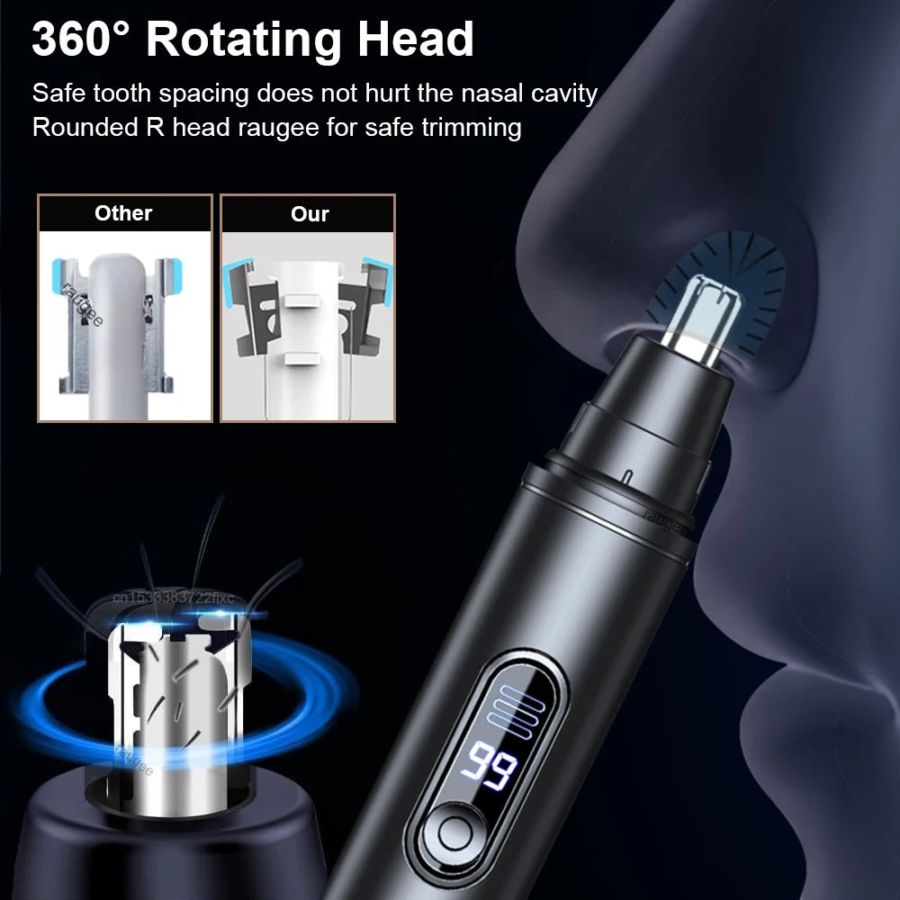 Electric Nose Hair Trimmer USB Rechargeable Nose and Ear Hair Clipper Portable Nose Hair Remover Facial Hair Removal Device