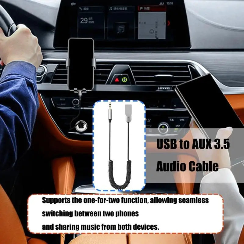 Wireless Car Sound Receiver 3.5mm AUXs Connectors Calling USB Charging Port 896C