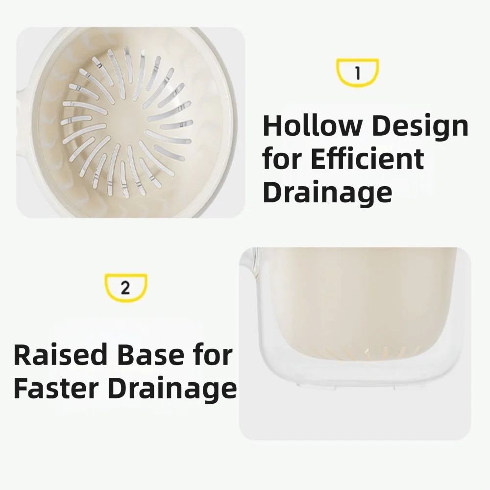 Portable Vegetable Washing Basket Plastic BPA-Free Food Draining Basket Reusable Large Capacity Food Storage Container