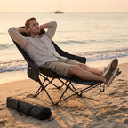300-Pound Heavy-Duty Foldable Beach Chair with Adjustable Height and Crossed Backrest - Portable Outdoor Chair for Camping, Fish