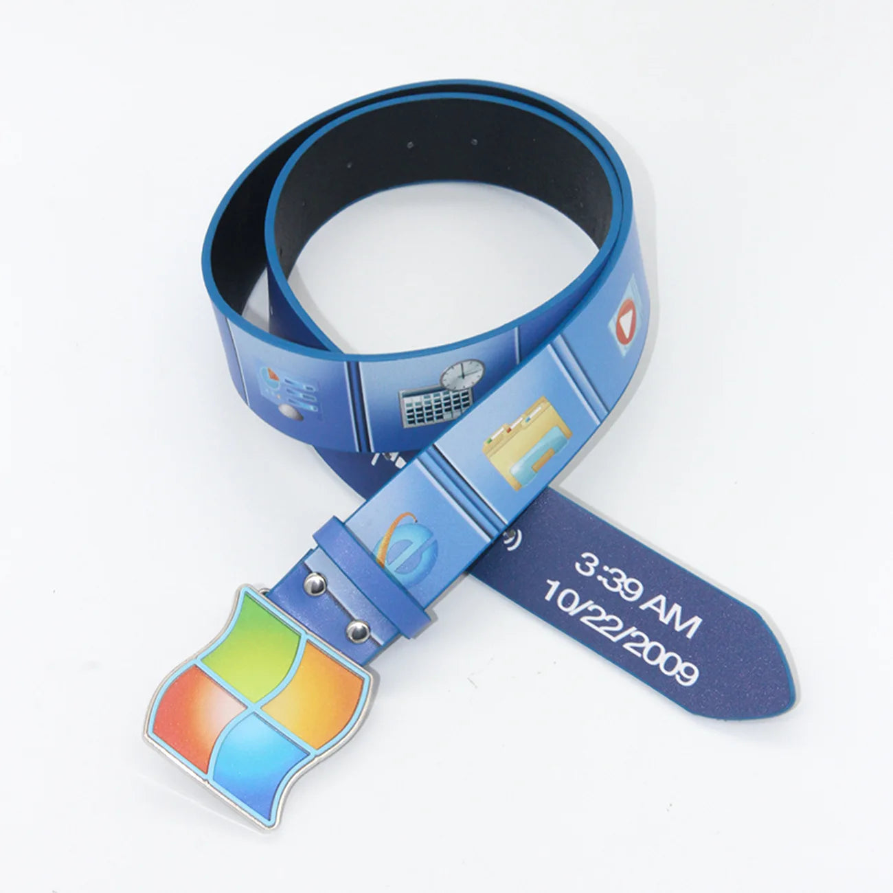 Windows7 Vintage Belt Retro Desktop UI Printed Pin Buckle Belt PU Casual Waist Strap for Men Women Y2K Denim Streetwear Nerd Style Accessory