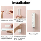 1-4pc Self-adhesive Power Strip Organizer Fixer Wire Socket Power Strip Hanging Sliding Rail Plastic Home Cable Plug Holder Rack