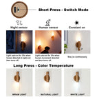 Magnetic LED Wall Light PIR Motion Sensor 360°Rotation LED Rechargeable Night Light Wood Grain Wall Lamp Kitchen Light Lamp