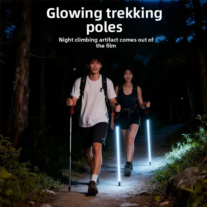 Luminous LED Lighted Hiking Trekking Pole Ultralight Portable Professional Night Climbing Outdoor Equipment