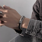 YQ  Stainless Steel Hand Chain Tiger Eye Bead Bracelet For Men Jewelry Rosary Accessories