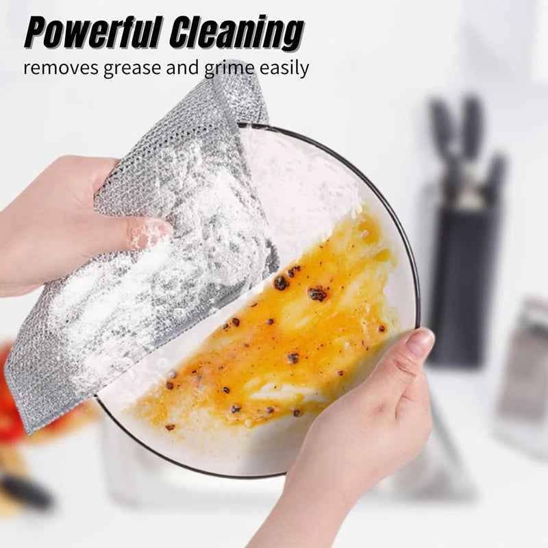 New Thickened Cleaning Cloth Kitchen Magic Dishwashing Towel Metal Steel Wire Cleaning Rag Microwave Stove Clean Tool Dish Cloth 副图