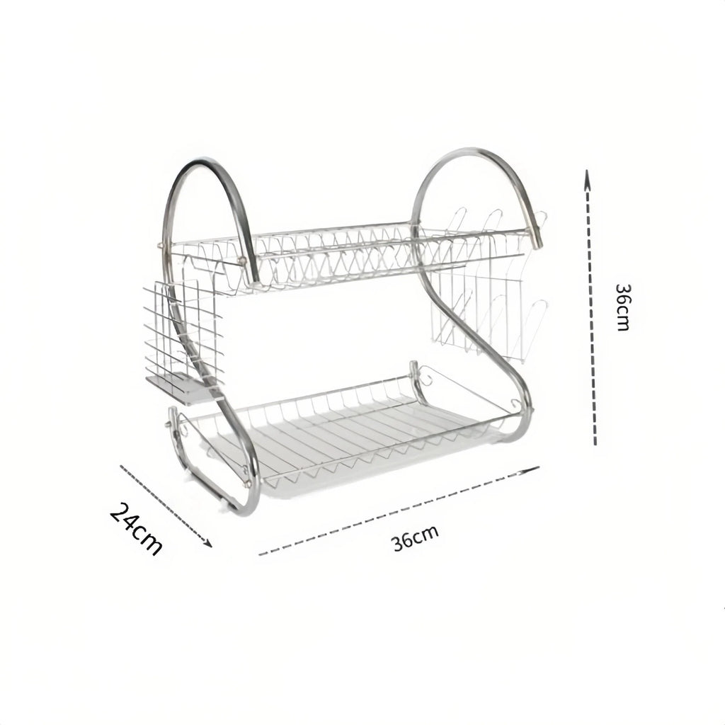 High Quality Stainless Steel Dish Drying Rack S Shape Metal Tableware Holder 2 Tier Space Saving Kitchen Organizer Kitchen