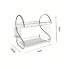 High Quality Stainless Steel Dish Drying Rack S Shape Metal Tableware Holder 2 Tier Space Saving Kitchen Organizer Kitchen