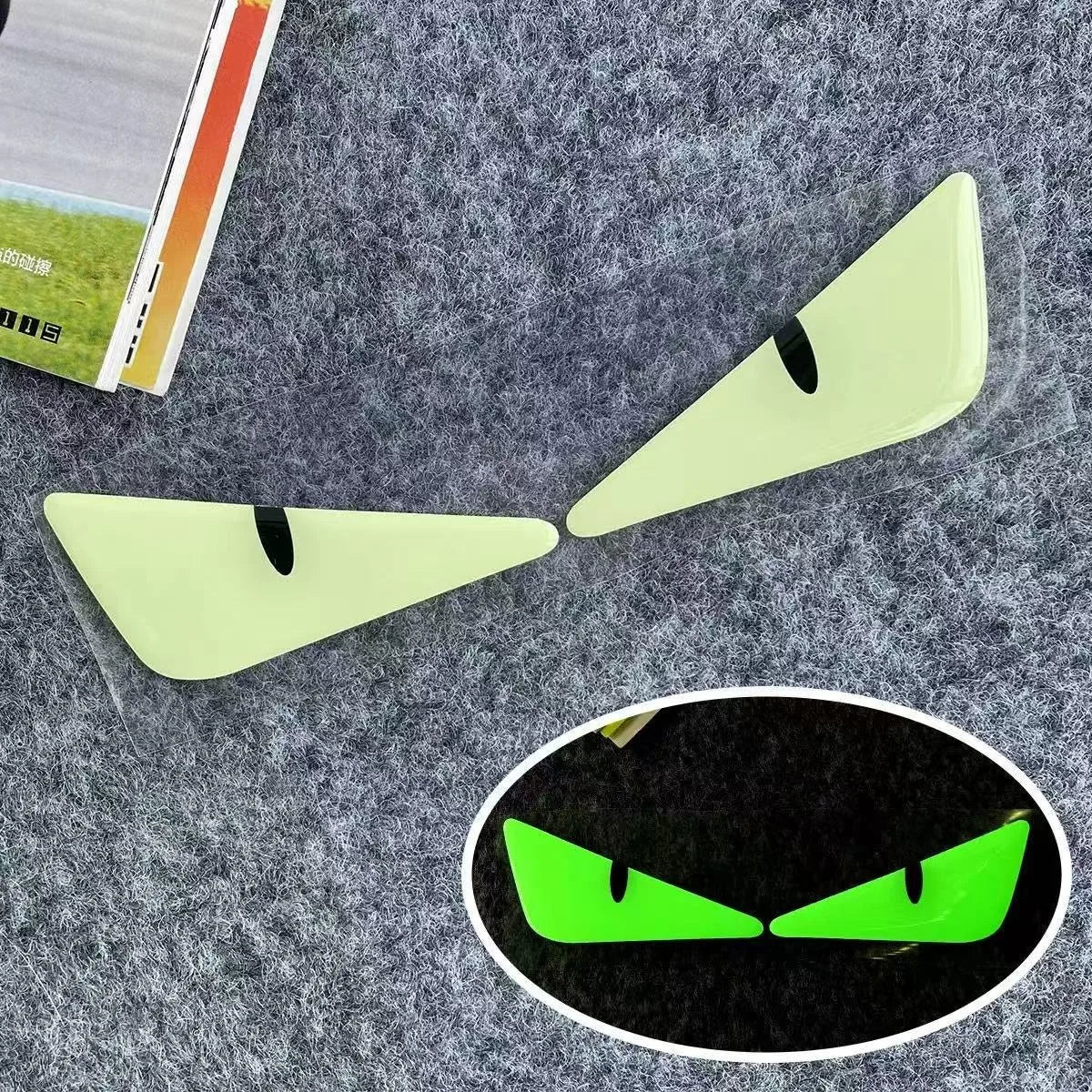 Luminous Devil Eye Sticker Pair Car Motorcycle Electric Vehicle Reflective Decal Drip Glue Waterproof Styling Night Glow
