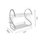 High Quality Stainless Steel Dish Drying Rack S Shape Metal Tableware Holder 2 Tier Space Saving Kitchen Organizer Kitchen