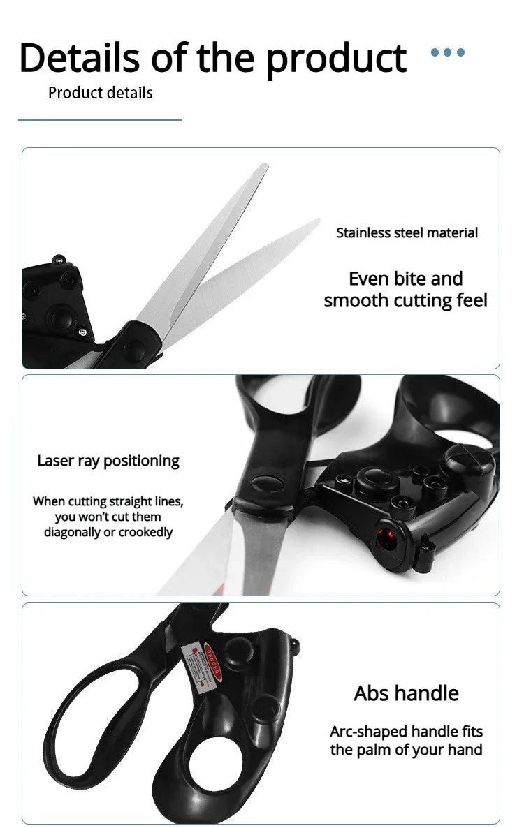 2026 Sewing Laser Guided Scissors DIY Positioning Fabric Sewing Cut for Home Crafts Wrapping Gifts Straight Fast Scissor Shear