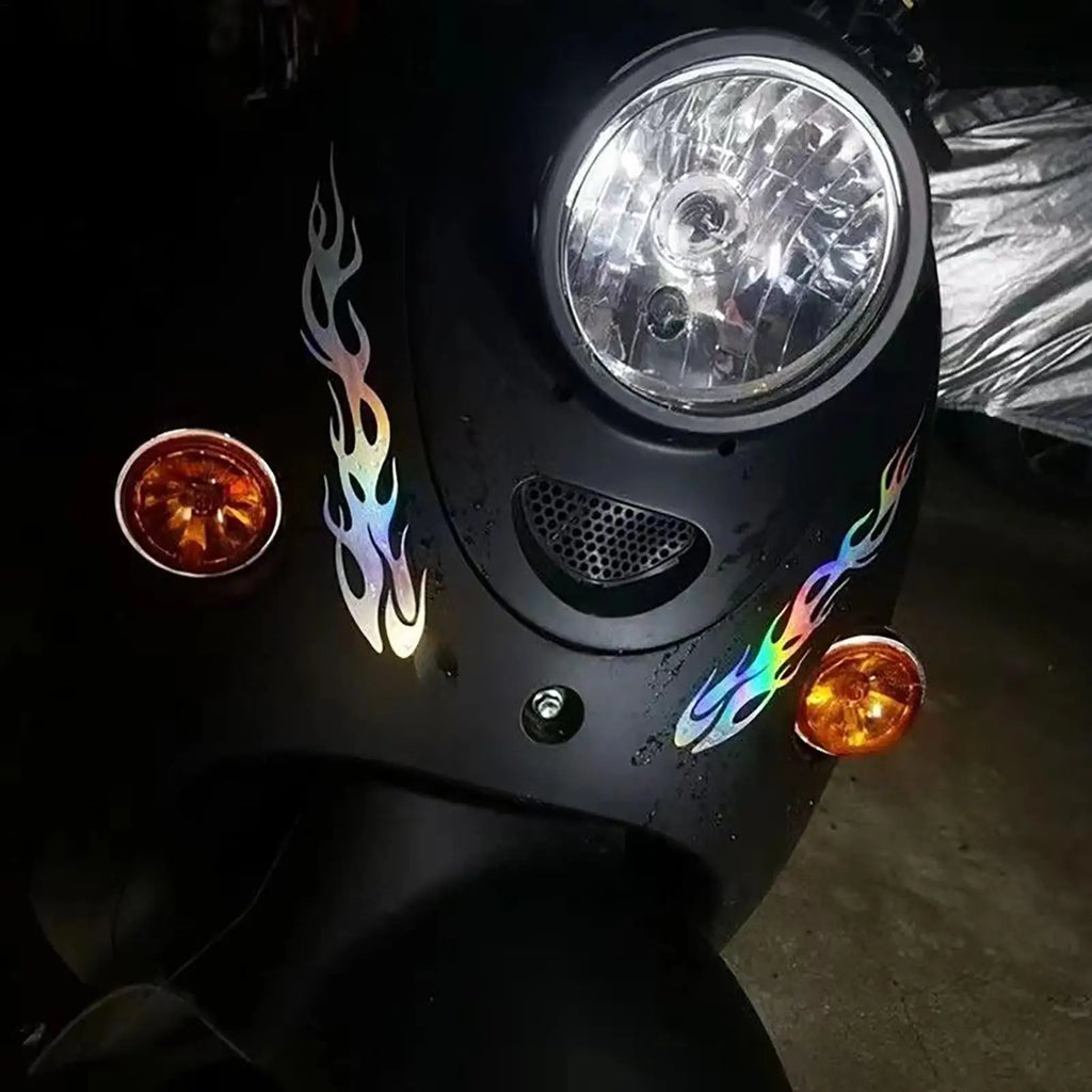 1 Pair Reflective Flame Motorcycle Stickers, Waterproof Self-Adhesive Decals For Trucks Cars, Outdoor Safety Vehicle Decals