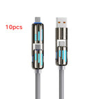 USB、Type C, lightning-Max 240W Fast Charging and Data Sync MFISH 4-in-1 Multi-Function USB Charging Cable for 16/15, iPad
