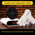 Target Alarm Clock with Gun & LED Display Creative Target Laser Shooting Clocks 2 Alarming Wake Up Digital Electronic Desk Clock