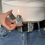 Poker Trendy Metal Belt Buckle Lighter, Men's Belt-integrated Lighter, Smoking Accessory & Gift