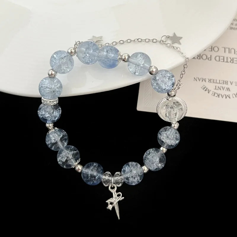 Moonlight Crystal Bracelet Opal Sea Blue Treasure Light Luxury Elastic Bracelet for Girls Women Fashion Gift Jewelry Accessories